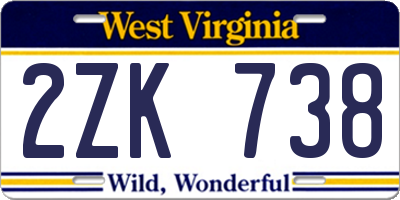WV license plate 2ZK738