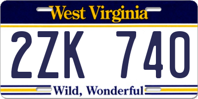 WV license plate 2ZK740