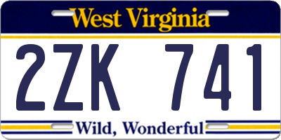 WV license plate 2ZK741