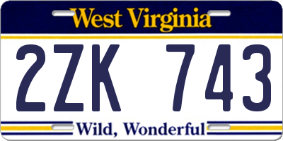 WV license plate 2ZK743