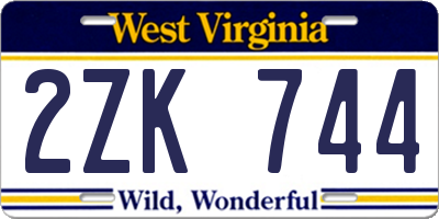 WV license plate 2ZK744
