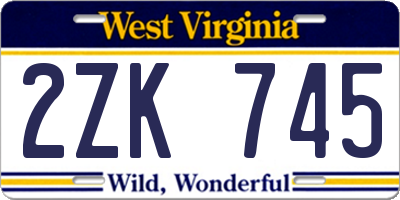 WV license plate 2ZK745