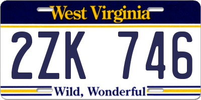 WV license plate 2ZK746