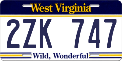 WV license plate 2ZK747