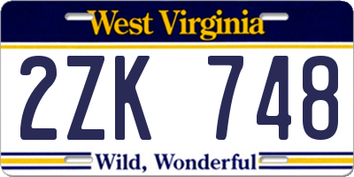 WV license plate 2ZK748