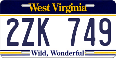 WV license plate 2ZK749