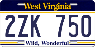 WV license plate 2ZK750
