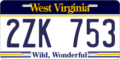 WV license plate 2ZK753