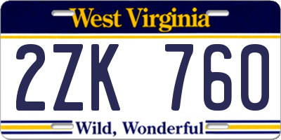 WV license plate 2ZK760
