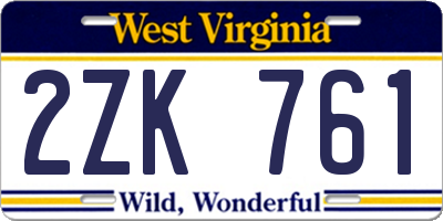 WV license plate 2ZK761