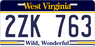 WV license plate 2ZK763