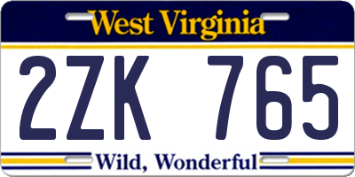 WV license plate 2ZK765