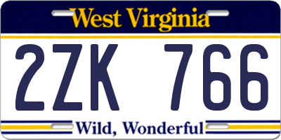 WV license plate 2ZK766