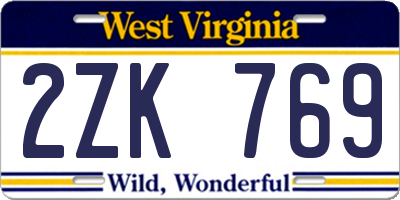 WV license plate 2ZK769