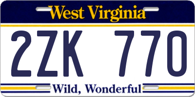WV license plate 2ZK770