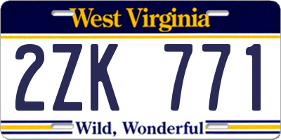 WV license plate 2ZK771