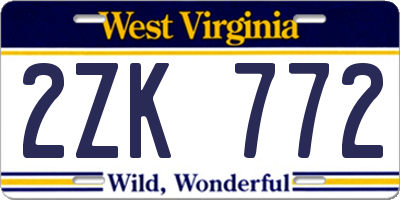 WV license plate 2ZK772
