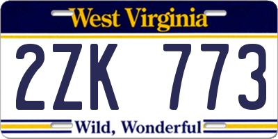 WV license plate 2ZK773