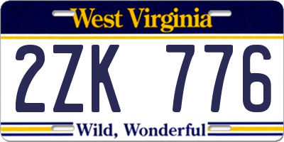 WV license plate 2ZK776