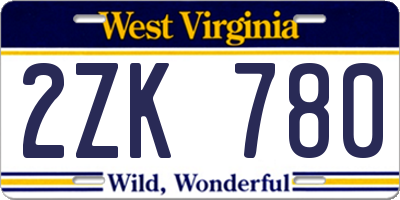 WV license plate 2ZK780