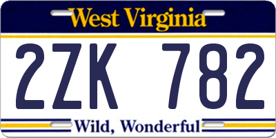 WV license plate 2ZK782