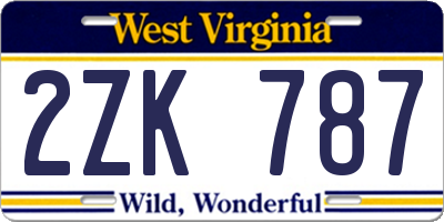 WV license plate 2ZK787
