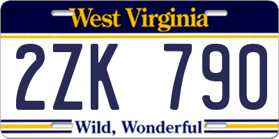 WV license plate 2ZK790