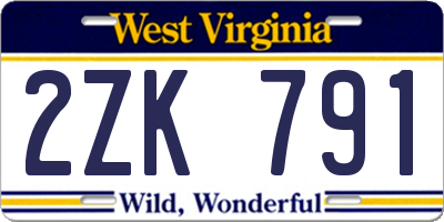 WV license plate 2ZK791