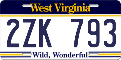 WV license plate 2ZK793