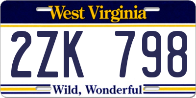 WV license plate 2ZK798