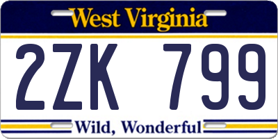 WV license plate 2ZK799