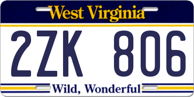 WV license plate 2ZK806