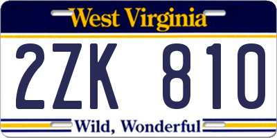 WV license plate 2ZK810