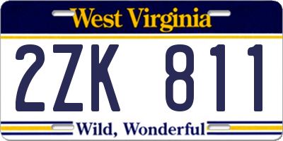WV license plate 2ZK811