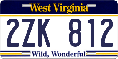 WV license plate 2ZK812