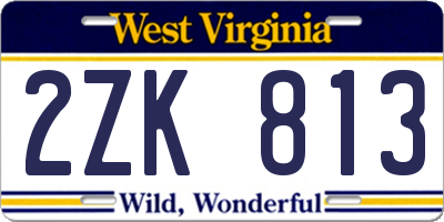 WV license plate 2ZK813