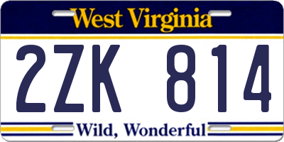 WV license plate 2ZK814