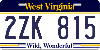 WV license plate 2ZK815