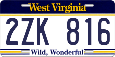 WV license plate 2ZK816