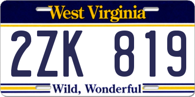 WV license plate 2ZK819