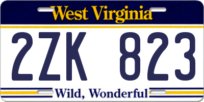 WV license plate 2ZK823