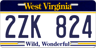 WV license plate 2ZK824