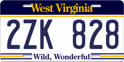 WV license plate 2ZK828
