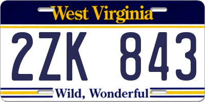 WV license plate 2ZK843