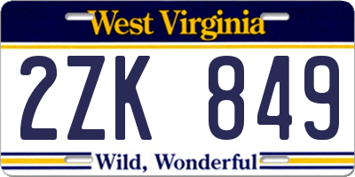 WV license plate 2ZK849