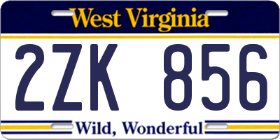 WV license plate 2ZK856