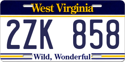 WV license plate 2ZK858