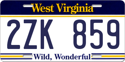 WV license plate 2ZK859