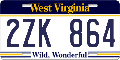 WV license plate 2ZK864