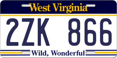 WV license plate 2ZK866